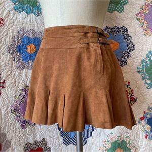 Joie Leather Pleated Mini Skirt